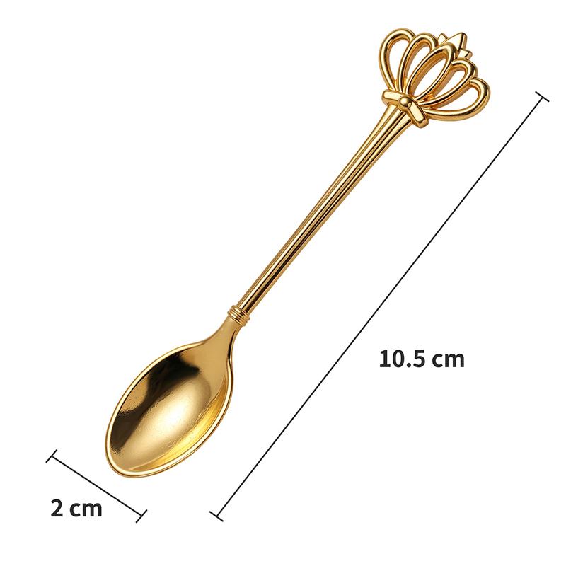 6pcs Coffee Spoon Zinc Alloy Vintage Crown Fan Design Stirring Spoon Cake Dessert Ice Cream Scoop Sugar Honey Teaspoon Set