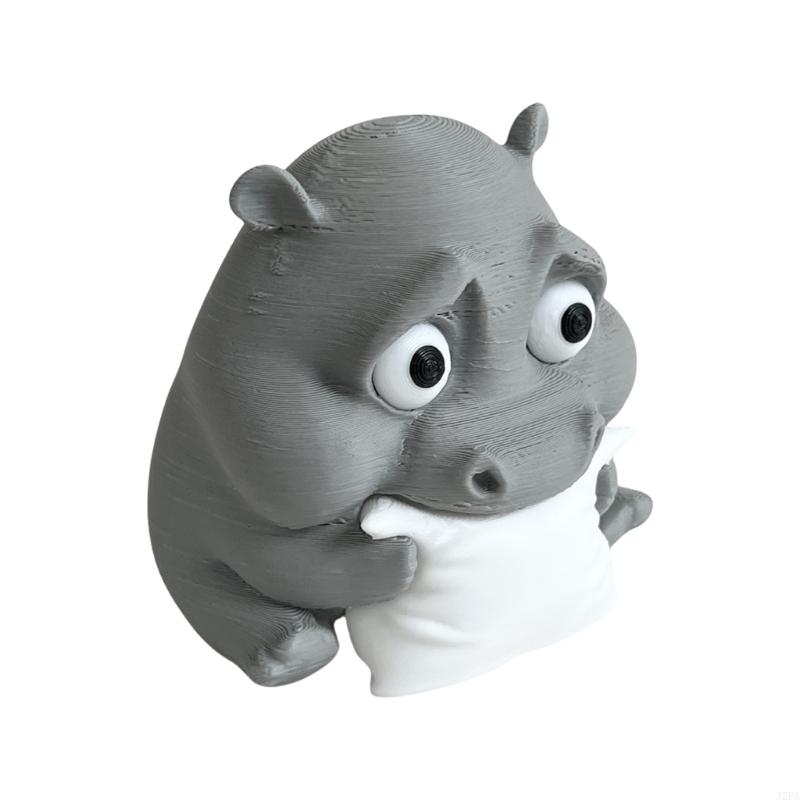 Endearing Hippo Figurine With Emotional Expression Study Desk Decorative