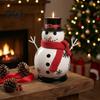 Durable Metal Candle Storage Christmas Snowman Holder, Decorative Candlestick Ornament with Top Reusable Table Hat And Scarf for Centerpiece