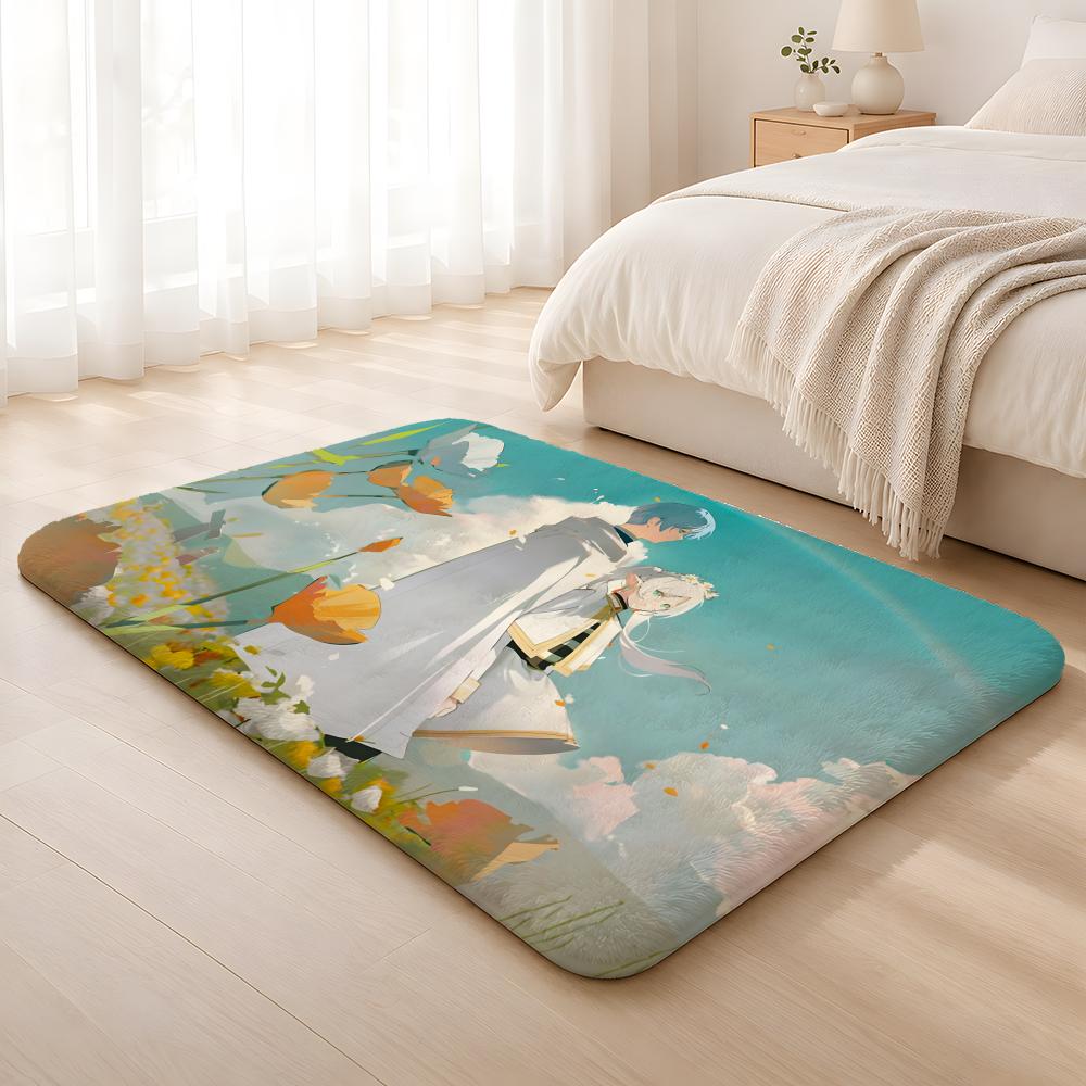 Anime F-Friend Cute Floor Mat Machine Washable Soft Flannel Area Rug, Non-Slip Absorbent Floor Mat for Living Room Bedroom