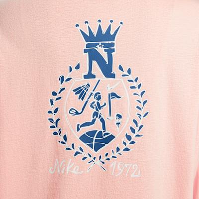 Women's Nike T Shirts Women's Pink Crew Neck Moderate Straight Fit
