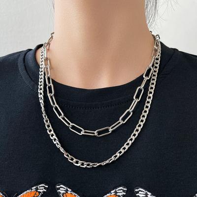 Hip-hop Style Punk Retro Figaro Chain, Threaded Chain, 2 Double Neck Necklaces