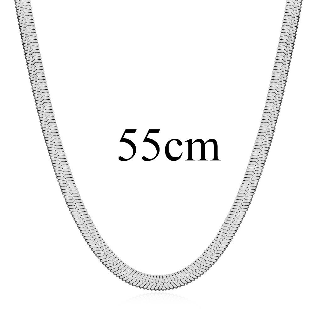 4MM Titanium Staal Platte Slangengraat Ketting Choker Ketting