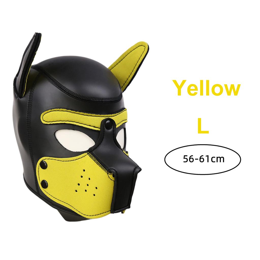 XL-Größe, brandneue, modische, gepolsterte Latex-Gummi-Rollenspiel-Hundemaske, Welpe, Cosplay, voller Kopf mit Ohren, 10 Farben, Leistung