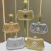 Borsa da sera elegante per banchetti con intarsi di diamanti, pochette da donna, borsa a tracolla per abito impreziosita da cristalli