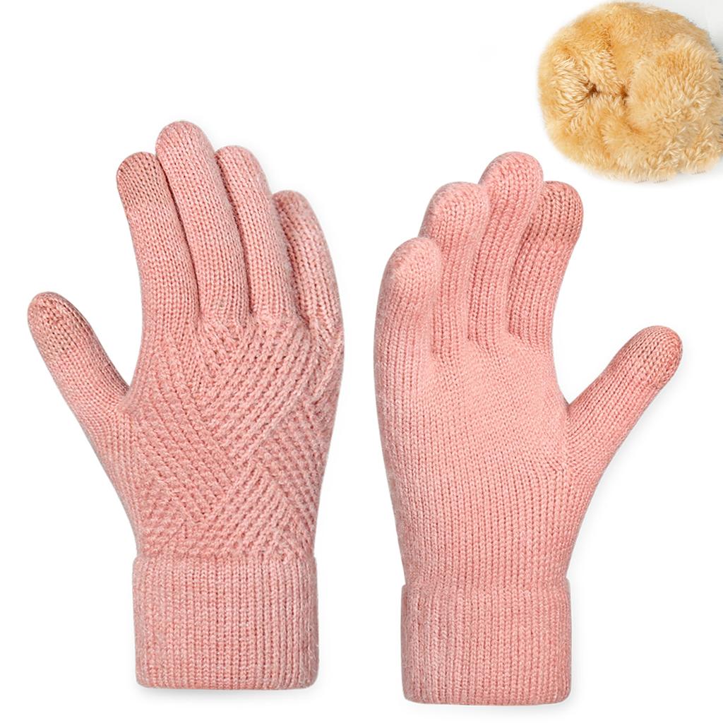 Ladies' Warm Knitted Gloves, Cycling Cold Resistant Double Layer Gloves