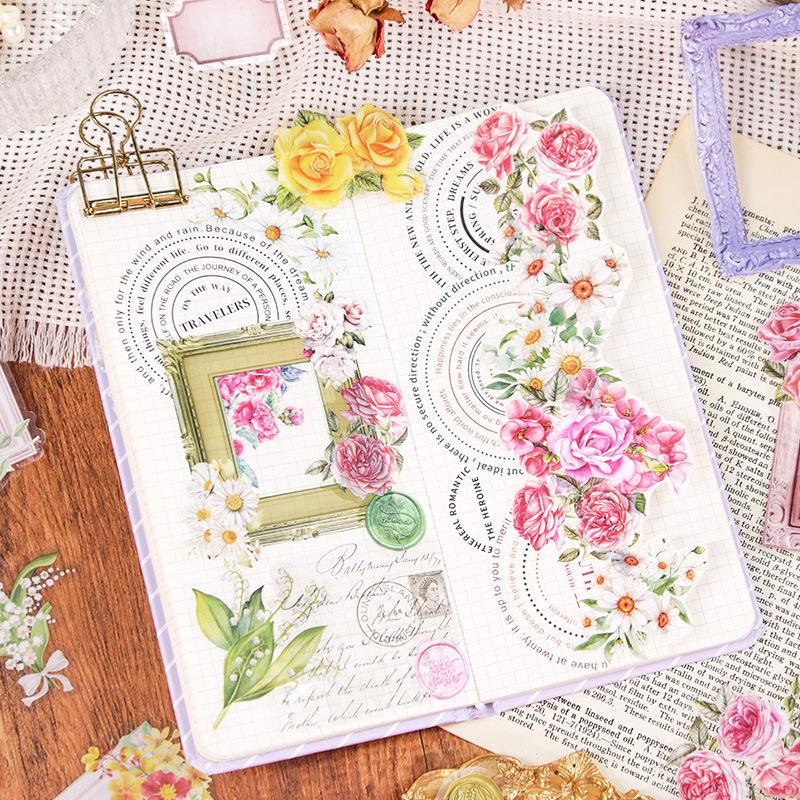 Creative and Cute Cartoon Notebook Stickers Featuring Floral Decorations From The Manxiang Huayu Garden Notebook Sticker Collection