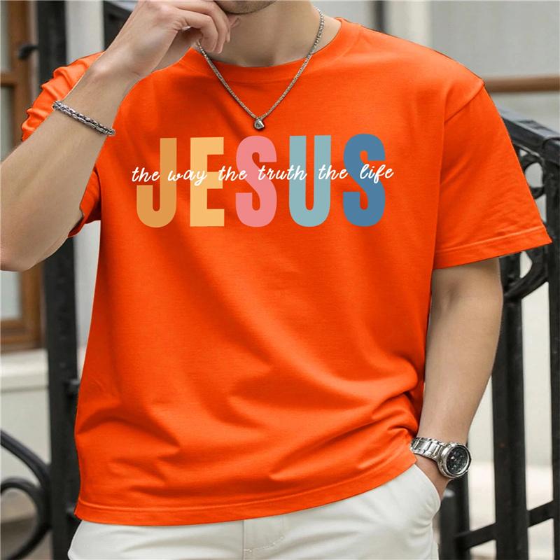 Jesus The Way Truth Life Print Unisexs TShirt Casual Short Sleeve Tee All Season Comfort Ladies Top Plussize T Shirt Daily Wear