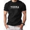 Men's VODKA Print Short Sleeve T-Shirt - Summer Casual Solid Color Round Neck Tee with Vodka, Male Casual Wear for Parties & Everyday Use