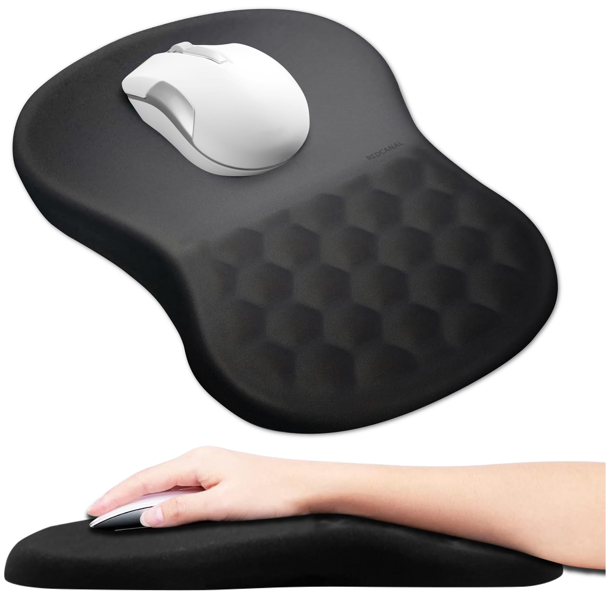 

Mouse Pad with Integrated Wrist Tendonitis Wrist Pain Memory REDCANAL Doctor-Approved Support, Relief, Relief, Foam, Large, Non-Slip, Waterproof, чёрный