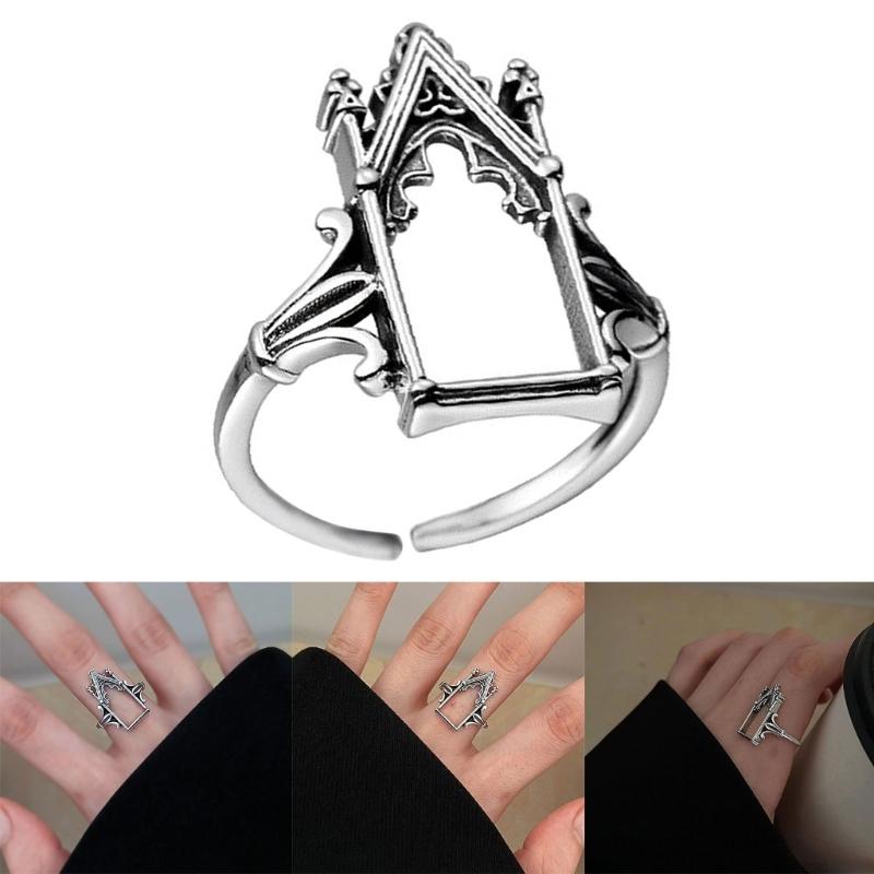 Beautiful Gothic Castle Shape Rings Electroplating Copper Retro Novel Rings