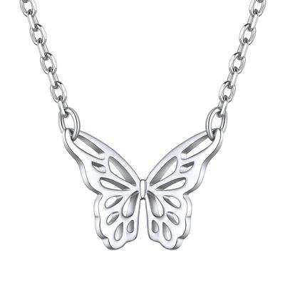 [ChicSilver] Butterfly Necklace for Women - Popular Sterling Silver 925 - Butterfly Design - Openwork - 40cm + 5cm - Accessory