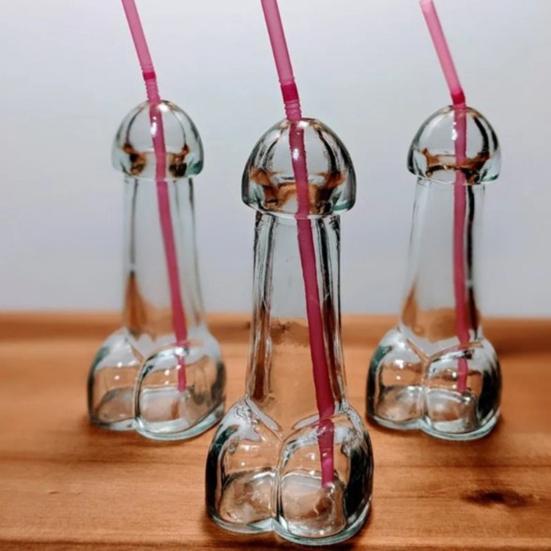 Yousheng Funny Penis Shape Cocktail Glass Creative Bar Shot Glasses for Beer Juice Drinks Transparent Drinking Glass for Pub Party