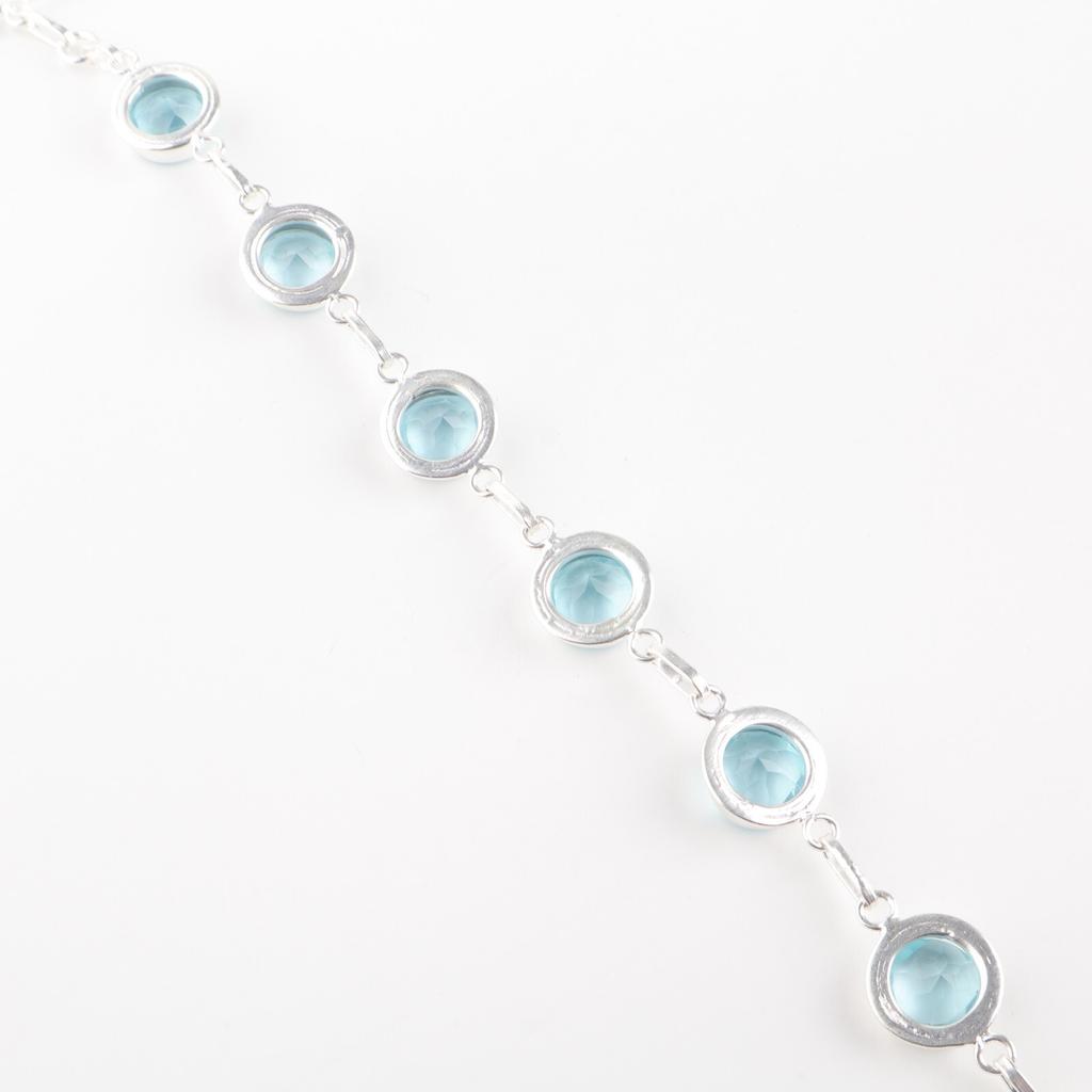 Natural Sky Blue Topaz Gemstone 925 Sterling Silver Jewelry Handcrafted Bracelet RB-13-4