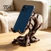 Stable Desk Accessories 3D Printed Tree Branch Phone Stand, Artistic Twisted Wood Holder Unique Root Ornament for Cell Phone, Rustic Organic