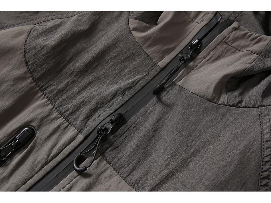 TENDGANK Color Block Hooded Windbreaker with Pockets - Japanese Retro Style