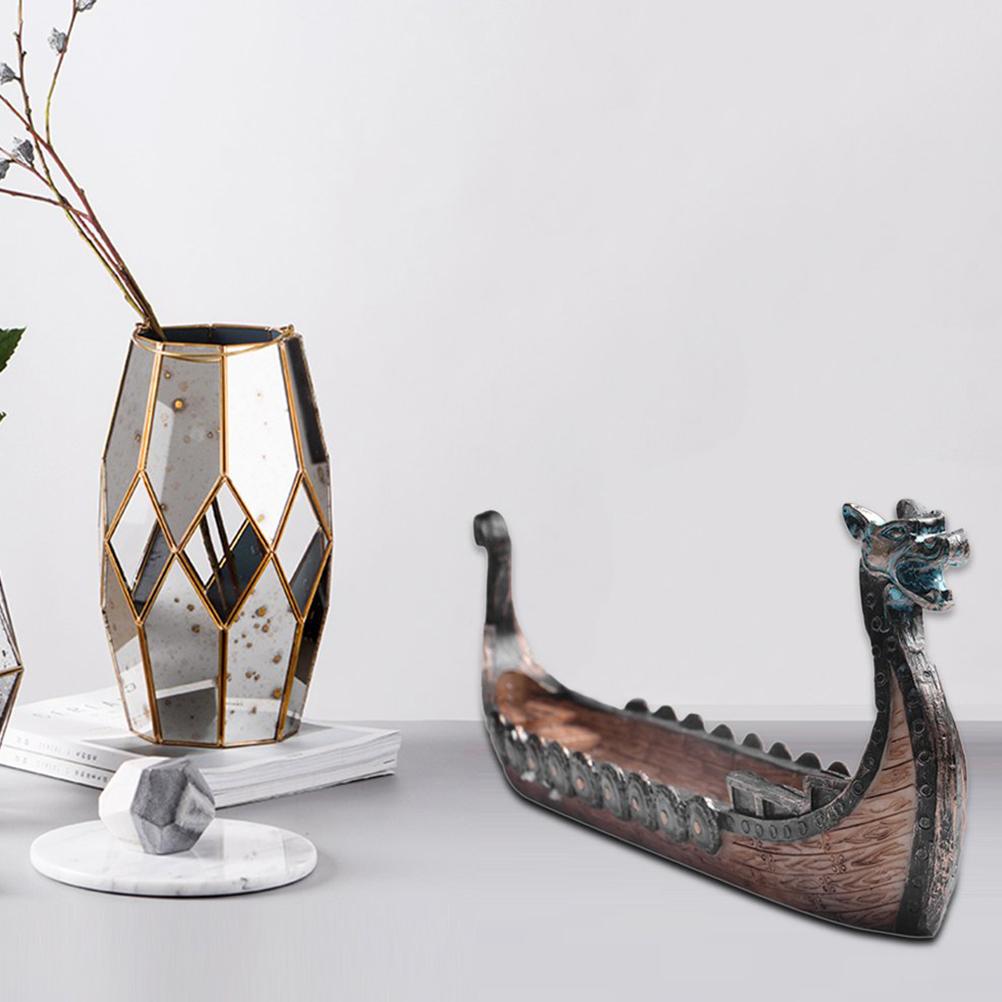 Vintage Viking Ship Resin Sculpture Craft, Exquisite Home Decor Ornament, Resin Viking Ship Aroma Diffuser
