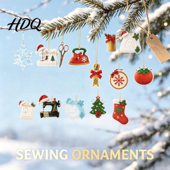Christmas Holiday Home Decor 2026 Sewing Advent Calendar with Sewing‑Themed 2D Acrylic Ornaments 24‑Days Tree for Crafters Countdown Lovers,