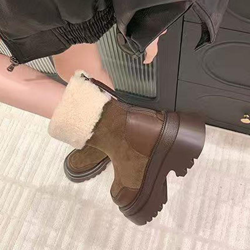 Fur Ankle Women's Boots High Heels Suede Fashion Shoes Winter Trend Snow Boots for Woman Warm Comfort Woman Booties