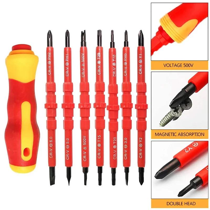 High Voltage Electrician Screwdriver Set Insulated Screwdriver 1000VPhillips Slotted Screwdriver Multi-function Electrician Tool