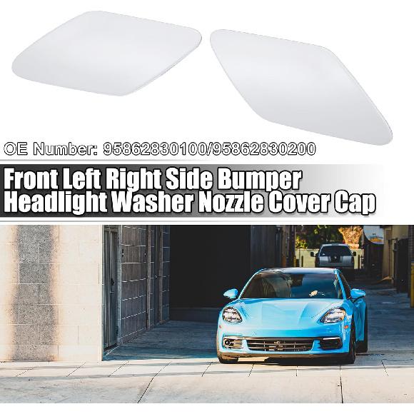 ACROPIX Front Left Right Side Bumper Headlight Washer Nozzle Cover Cap Fit for Porsche Cayenne 92A 2011-2014 NO.95862830200 - Pack of 2 White