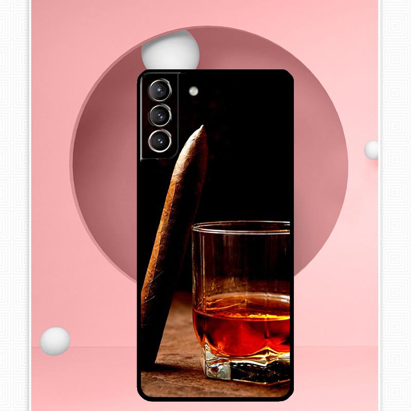 Cigar and Whiskey Case For Samsung Galaxy S24 S23 Ultra S22 S20 FE S21 FE Note 10 20 S8 S9 S10 Plus Cover