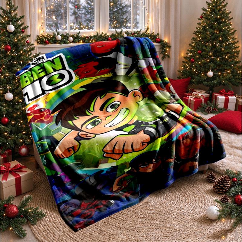 Alien Heroes Ben 10 Cartoon Print blanket Flannel Blanket Soft Cozy Plush Throw for Sofa Bed Lightweight Home Decoration
