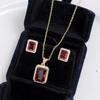 Elegant Zircon Lucky Clover Necklace Earring Set Women Light Luxury Geometric Pendant Jewelry Party Office Wear