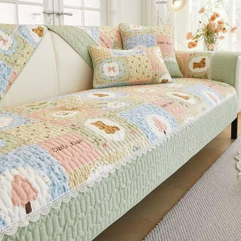 

Хлопковая подушка для дивана Пасторальный Круглый год Нейтральный Нескользящий Чистый хлопок 2025 Новая ткань Ремесленная подушка Чехол для дивана Накидка Bear Paradise 45*45cm pillow case (excluding core)