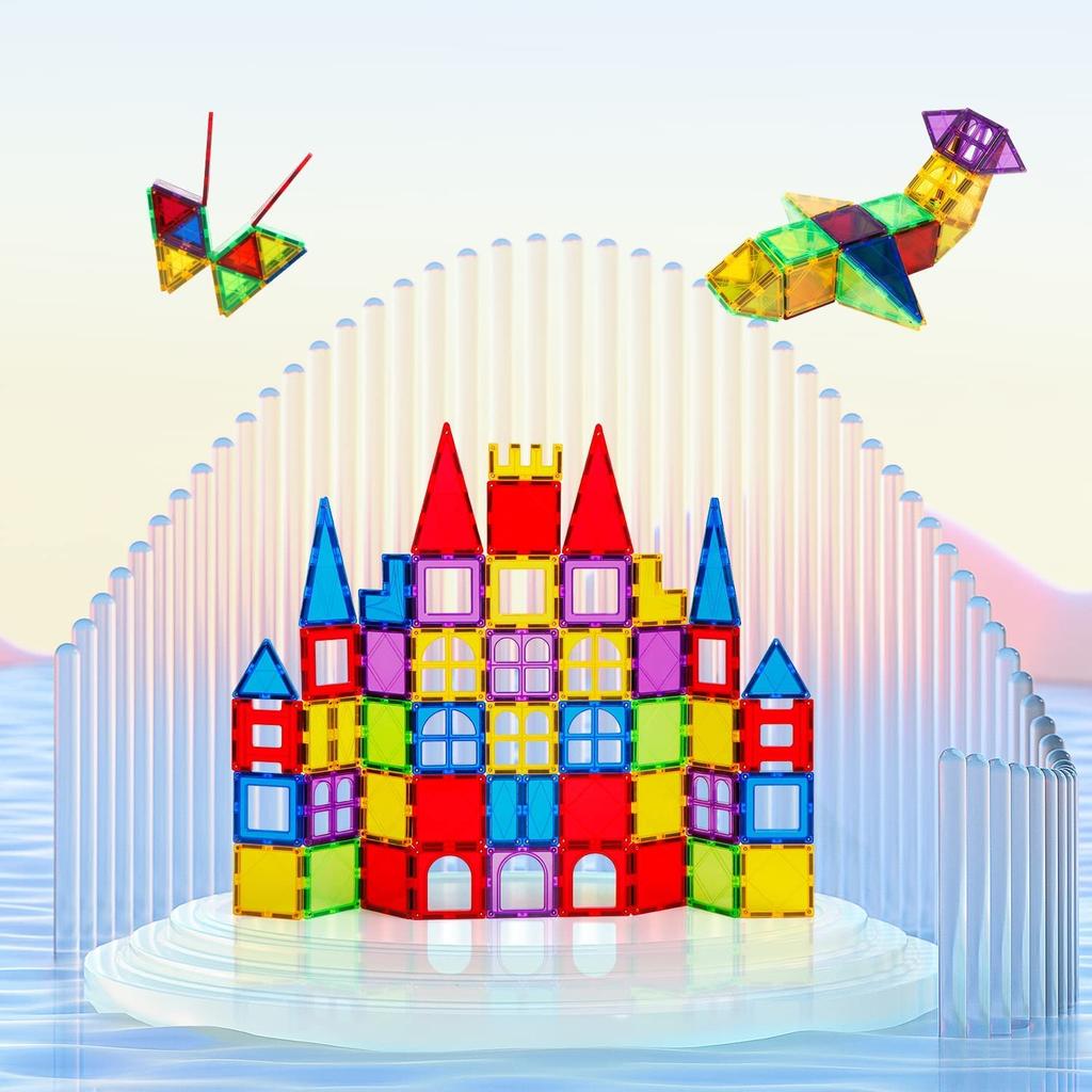 MAGBLOCK Magnetic Building Popular Educational Toy for Elementary School Girls and Christmas Gift 66-Piece Blocks, Kids, Students, Boys, Birthday,