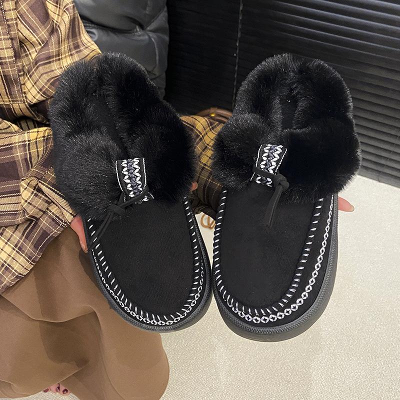Women's Baotou EVA Plush Slippers Padded Warm Winter Thick Bottom Heightened Home Slippers Casual Hiking Indoor Shoes Snow Cotton Slippers