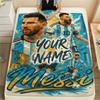 1PC Messi Custom Name Patterned Flannel Blanket Suitable For All Seasons For Home Decor Warmth And Comfort Gifts Holiday Present