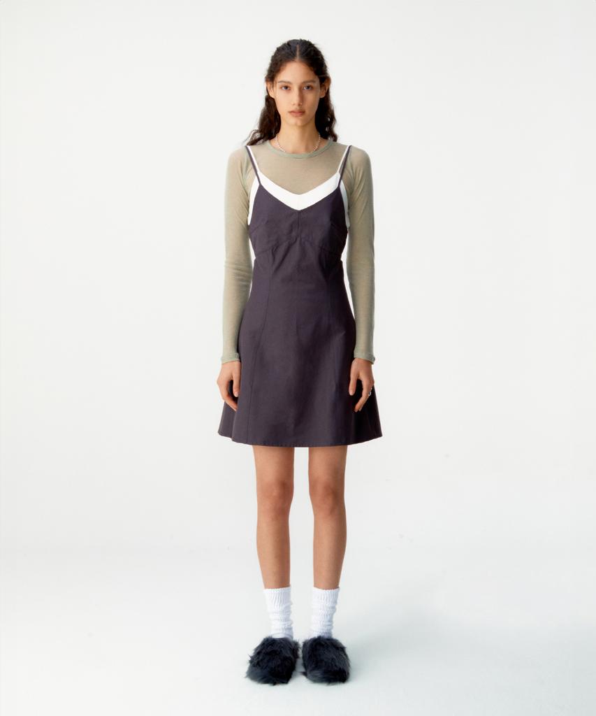 Kueoumeon Cotton Back Strap Bustier Dress (Cinder Grey)