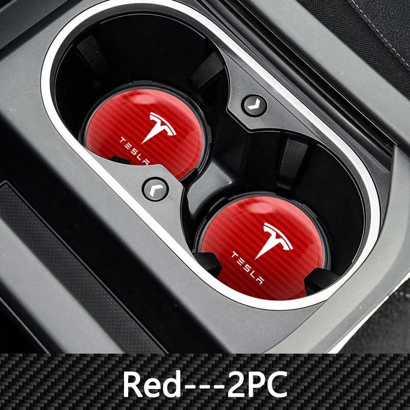 Car Sticker 2025 Hot For Tesla 2PCS Car Coaster Silicone Water Cup Slot Non-Slip Mat PVC Pads Model 3 Y S X 2021 Roadster Cybert