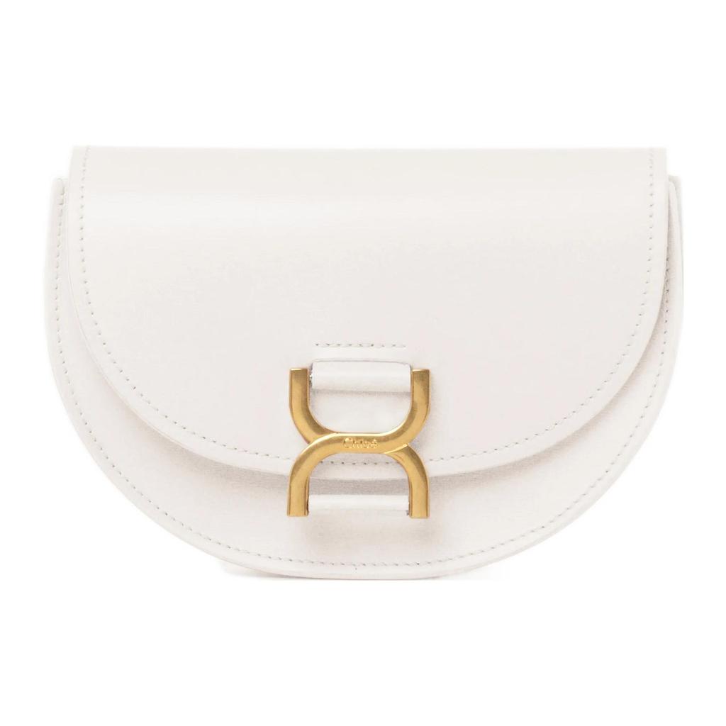 Chloe Marcie Snap Closure Half-Moon Shape Smooth Calfskin And Lambskin Flap Shoulder Crossbody Mini Bag Women Bags White CHC23-AP847K82-110
