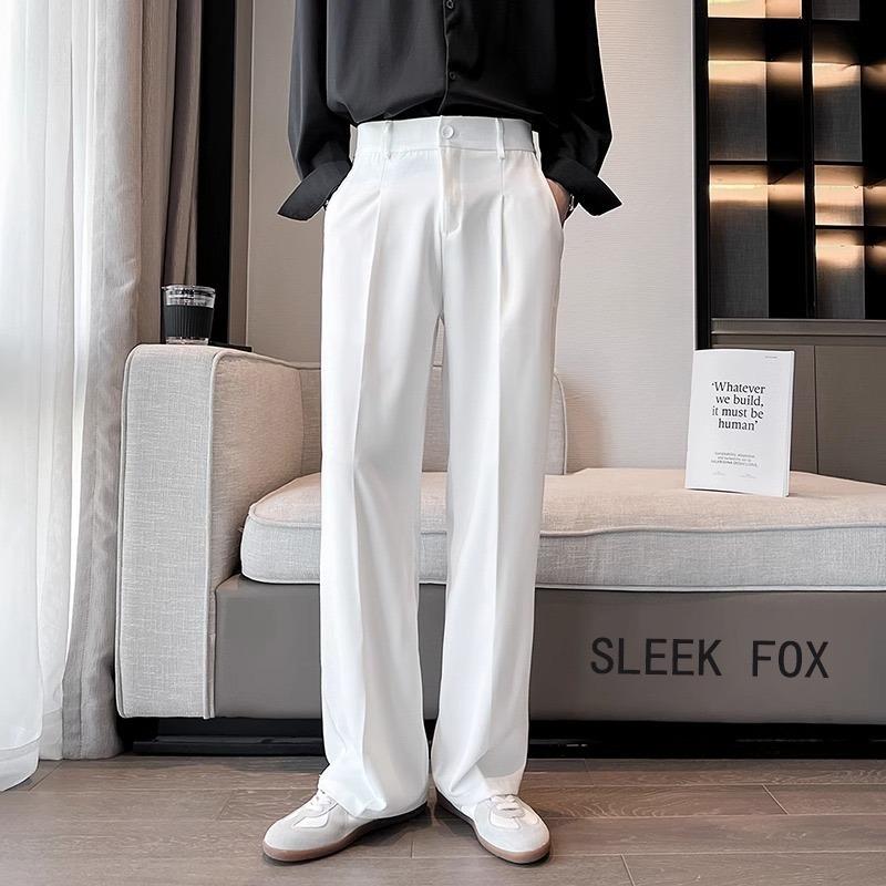 

Luxurious Korean-American Style Men s Micro-Flare Suit Trousers XL белый