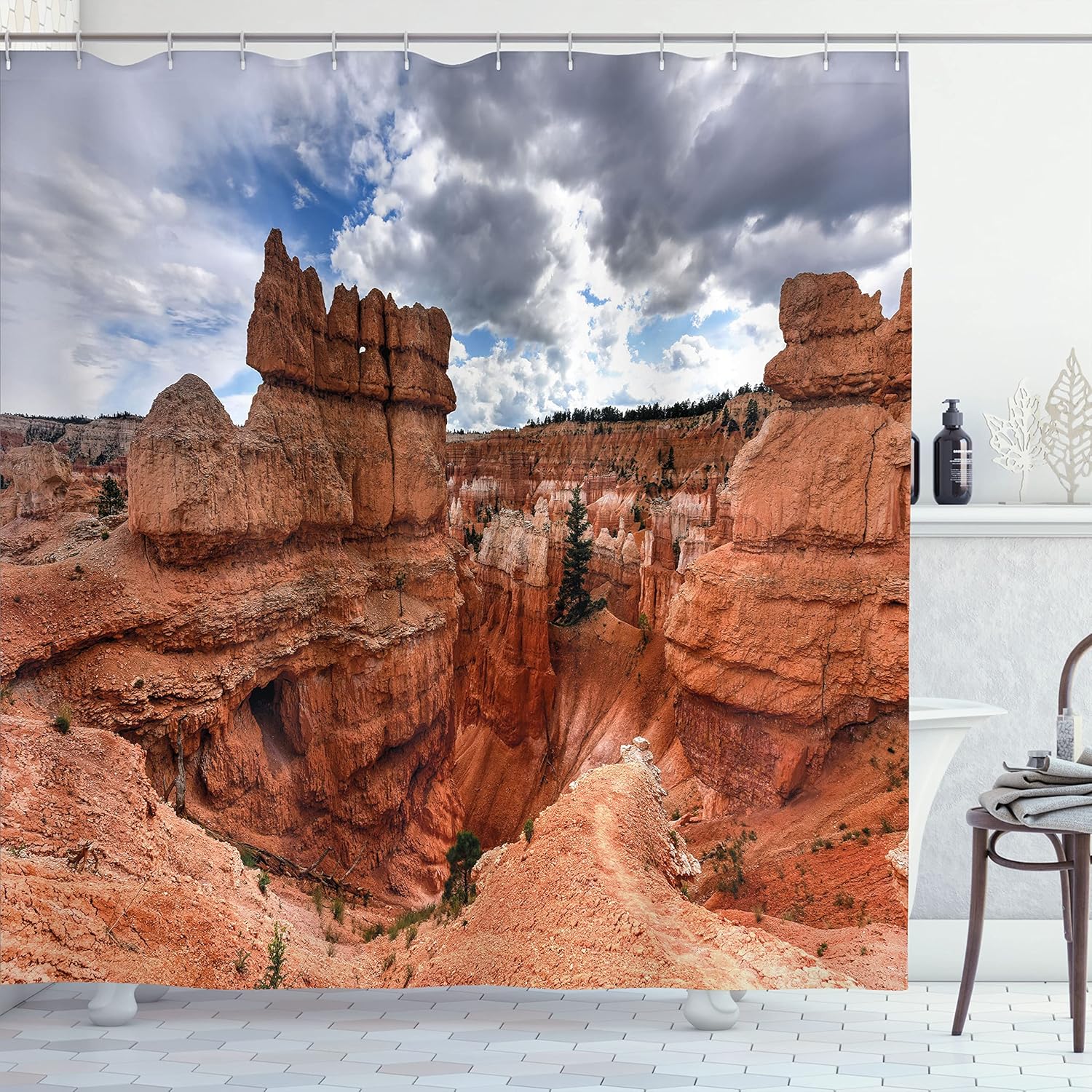 

Bryce Canyon Shower Curtain Red Rock Landscape Desert Scene Nature Art Usa National Park Bath Decor Waterproof Fabric Adventure W60H190(CM)-1 Pcs