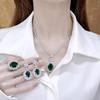 Luxuriöse Grüne Edelsteinblumen Schmucksets Mode Und Funkelnd Voll Mit Diamanten Hochzeit Verlobung Ohrringe Ring Halsketten