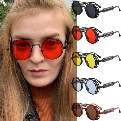 New Steampunk Sunglasses Men Round Red Lens Punk Sun Glasses Black Gothic Style Women Uv400 Shades