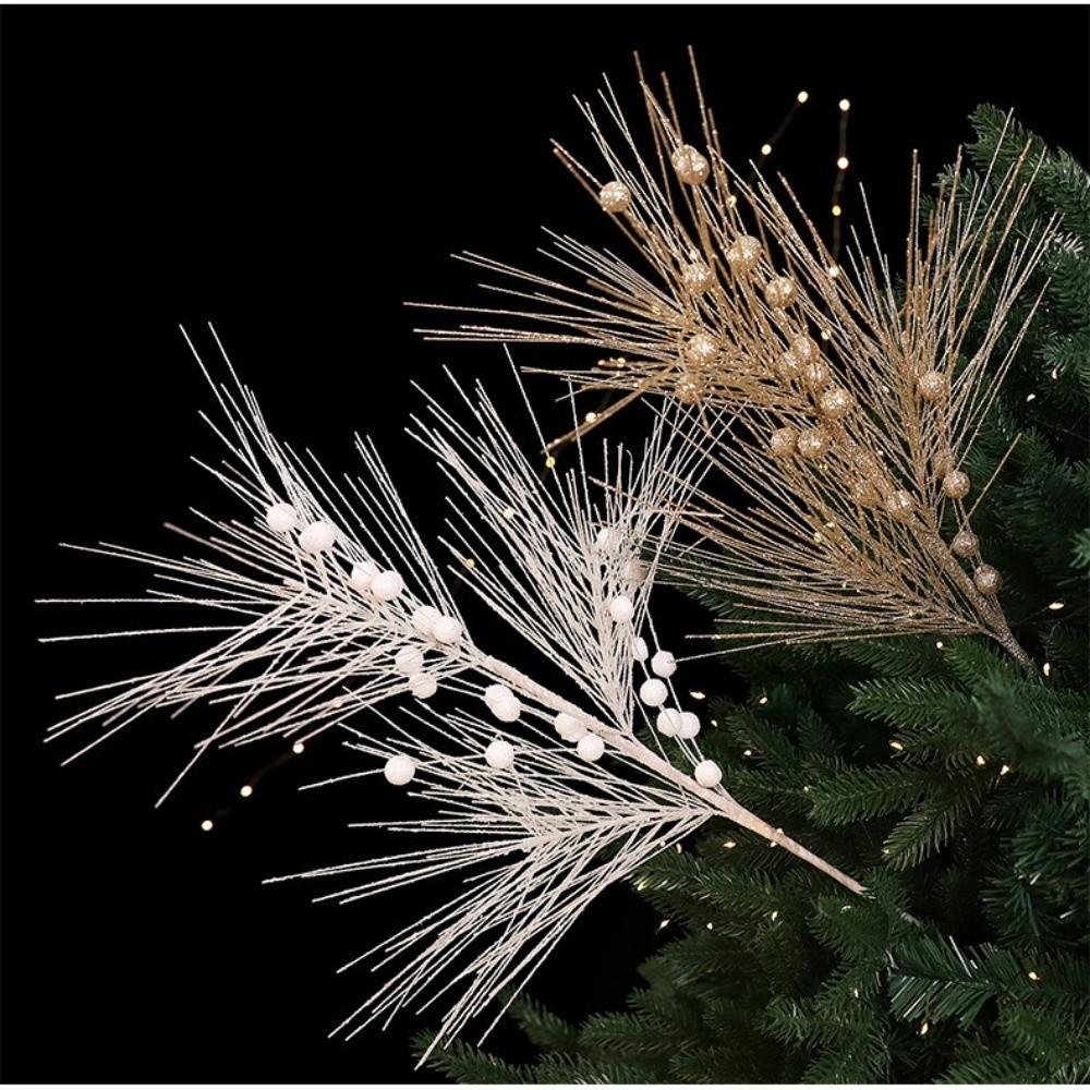 Glitter Branches Christmas Tree Pendant DIY Shiny Christmas Cypress Leaf Handmade Creative Christmas Leaf Pendant