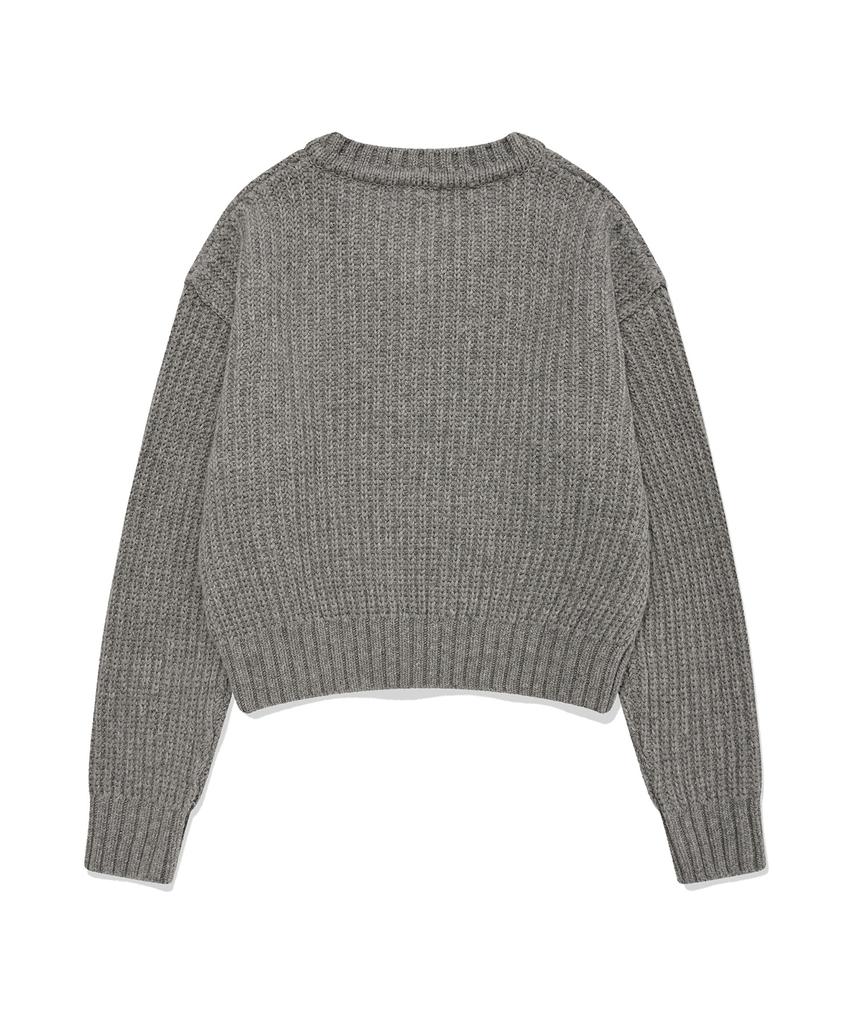 COVERNAT WOMAN Multi-Yarn V-Neck Knit Melange Gray