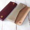 Corale Genuine Leather Pencil Case with Snap Made in Himeji Leather Buttons, Japan, (Cream Beige)