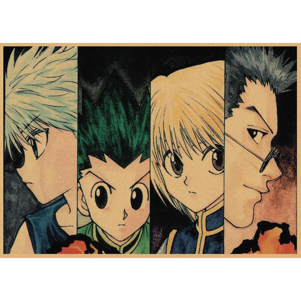 Retro Kraft Paper Wall Poster: Hunter X Hunter Japanese Anime Art for Bar & Cafe Decor