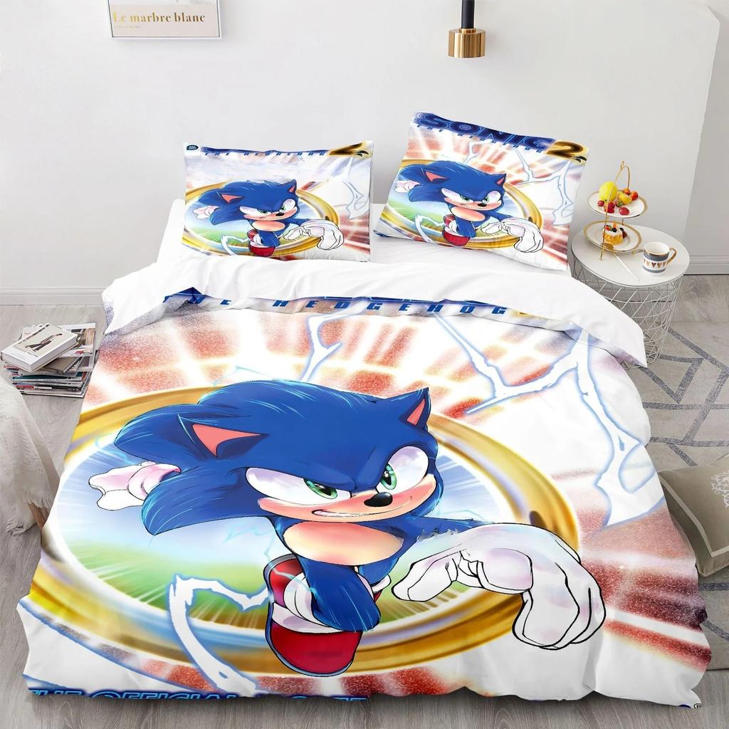 3D NEW Teens The Movie hedgehogs Boy Bedding Set Anime Digital Cartoon Sonic Duvet Cover Comforter Bed Youth Kids Girl Boys Gift