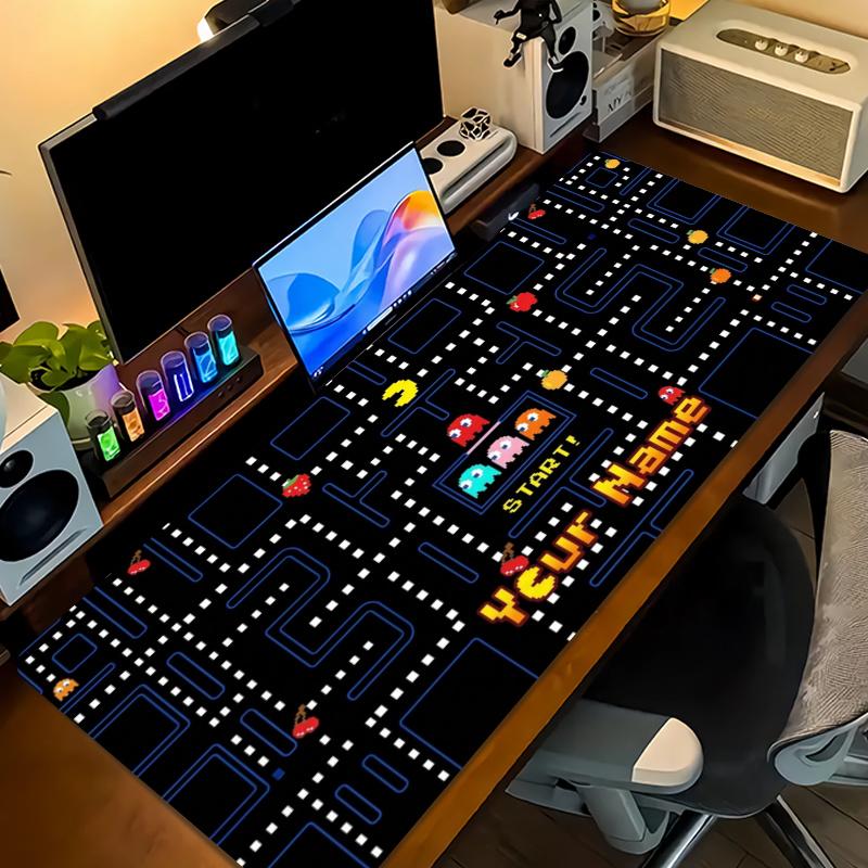 Retro Pacman Custom Name Large Size Mouse Pad Gaming Table Cushion Nonslip Laptop Tablet Big XXL Mat Mini PC Playmat With Lock edge