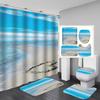 4Pcs Beach Series Shower Curtain Sets for Bathroom Non-Slip Bathroom Rugs Lid Toilet Cover Bath Mat