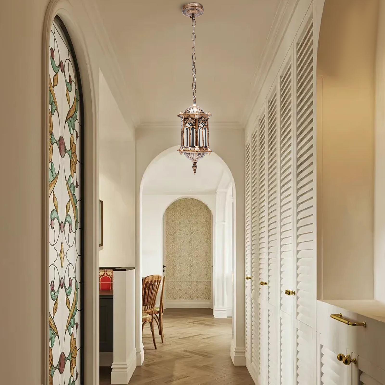 

Bymaocar Retro Ceiling Chandelier Lampshade, Suspended Decorative Lighting Fixture W/ E27 Lamp Holder for Courtyards,and Porches бронзовий