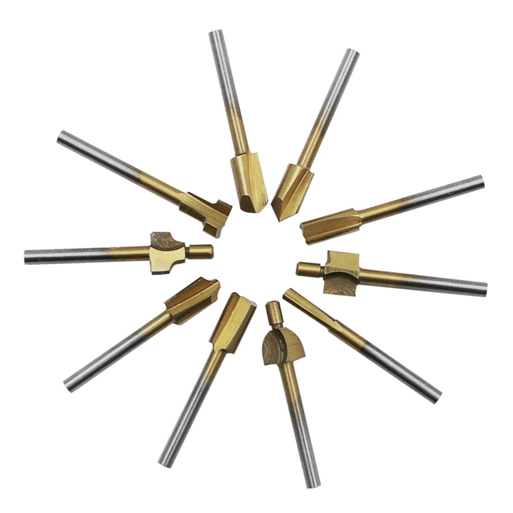 10 ks/lot 1/8" Frézy Dřevoobráběcí Frézovací Rotační Nástrojová Sada 3mm Stopky Truhlářské Frézy Pro Rotační Nástroje DIY