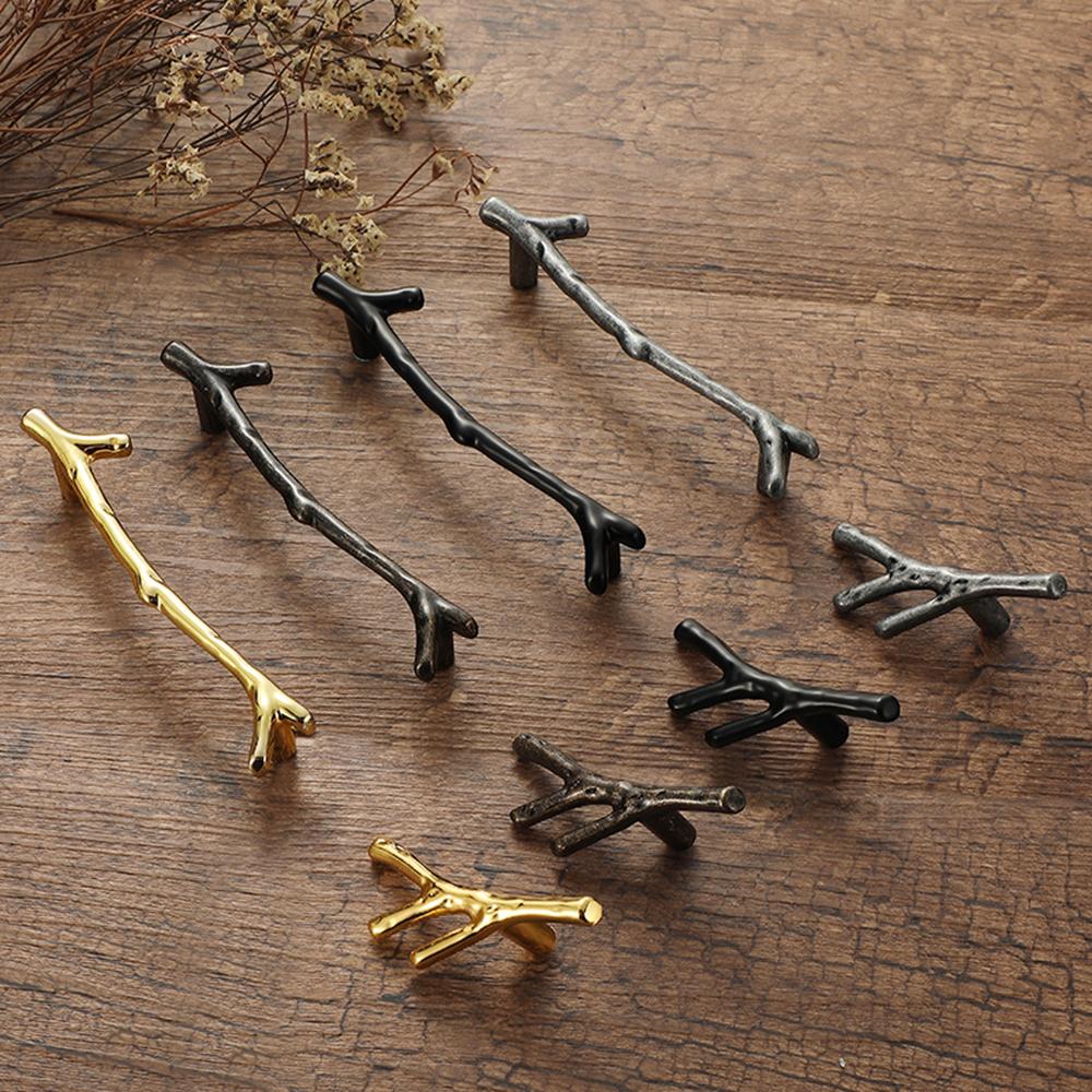 Tree Branch Twig Zinc Alloy Wardrobe Cabinet Pulls Door Handle Drawer Knobs