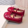 Girls' Leather Shoes 2025 Spring and Autumn New Silver Shoes Little Girl Princess Shoes Soft-soled Beanie Shoes Red Single Shoes Tide